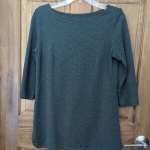 Ladies' J.Jill Blue & Black Micro Print Pull-Over 3/4 Sleeve Knit Top. Size Sm.